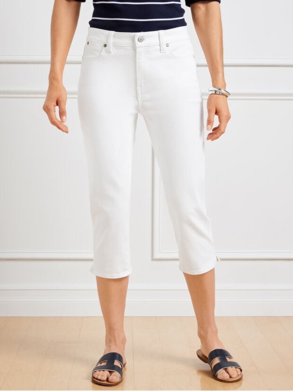 Talbots Simply Flattering Cropped Pedal Pusher Capri White Jeans Women Size 4